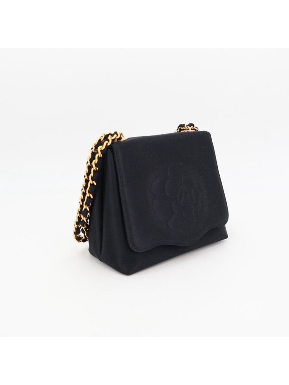 Chanel Quilted Satin Camellia Shoulder
